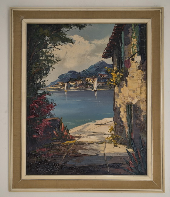 Painting of a Mediterranean Coast, Signed Marcelli. – Paintings & Drawings, Wood, Other (photo 10 of 10)