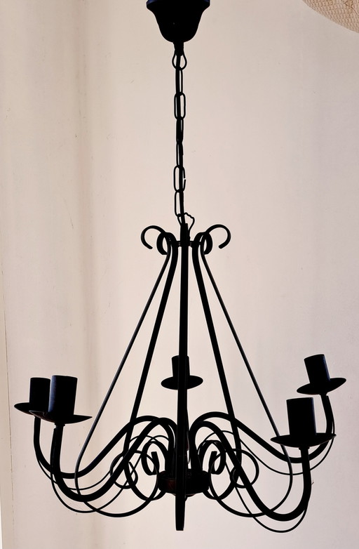 Classic Chandelier Rust Brown Country Pendant Lamp 5-Lamp