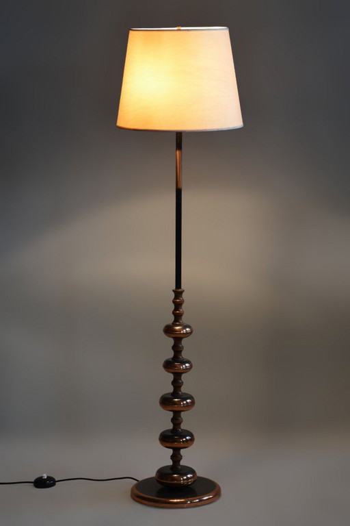 Lámpara de pie restaurada de mediados de siglo, acero, cobre, checa, década de 1960. – vloerlampen, Textile (photo 2 of 10)
