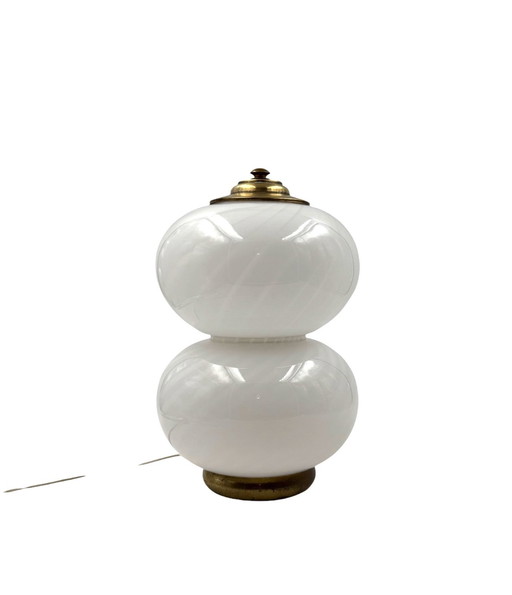 Lampe de table en laiton et verre du milieu du siècle, Gielle Italie, années 1970