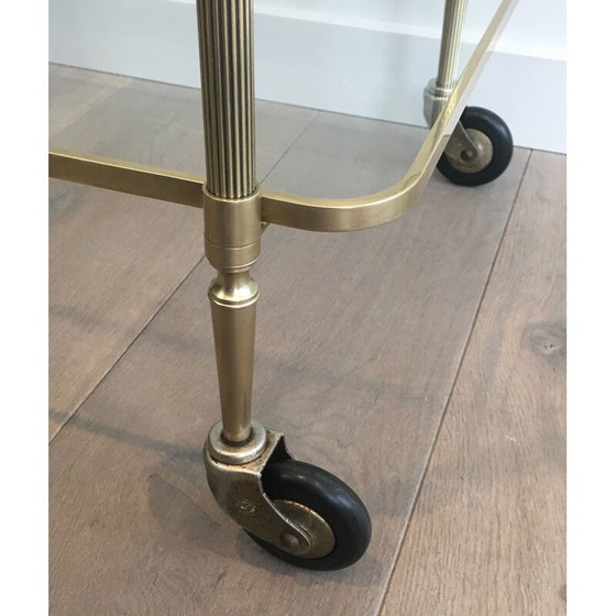 Image 1 of Vintage neoclassical brass coffee table with double glass top, 1940