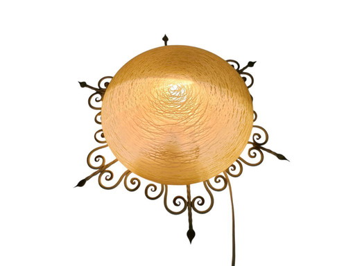 Vintage - 'Sunburst' - plafondlamp - smeedijzer - glas - Mid Century