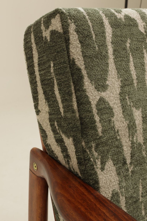 Image 1 of Vintage armchair green jaquard mid century modern design by Z.Bączyk 