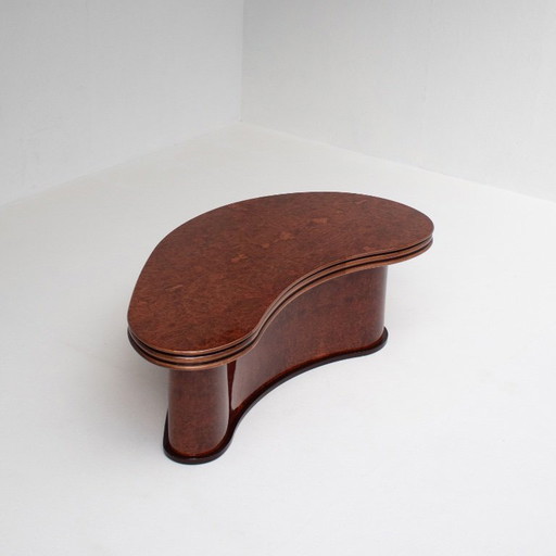 Curved Burl Wood Coffee Table