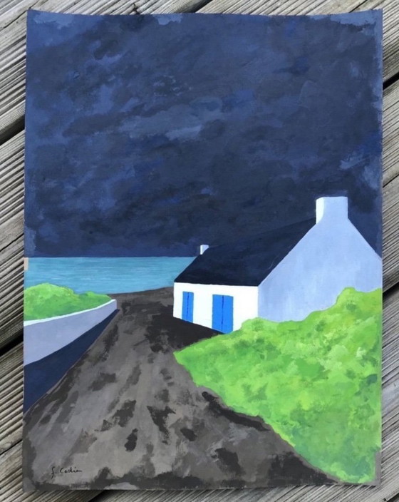 Image 1 of Gouache op natuurlijk papier.  Formaat 40x30cm