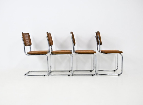 Eetkamerstoelen stijl B32 van Marcel Breuer, set van 4 – Metal, Rattan (photo 4 of 9)