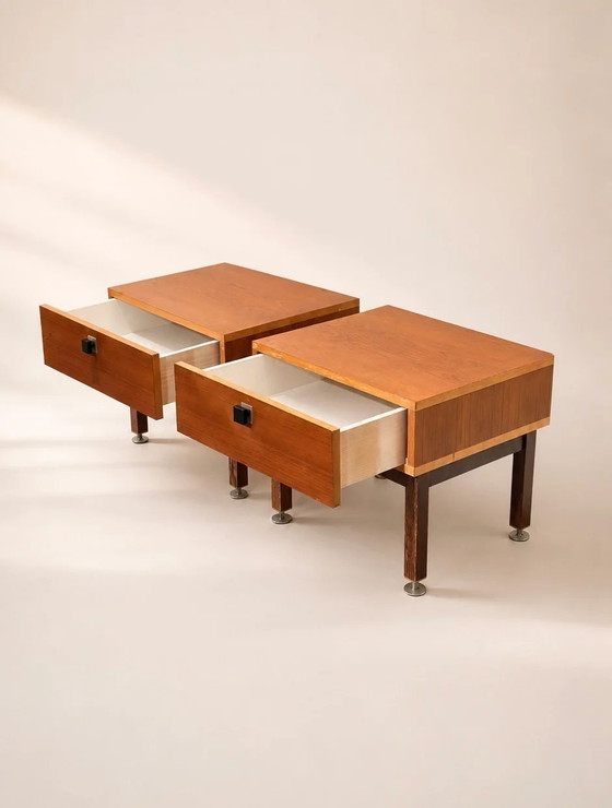 Set di comodini in teak in stile metà secolo – Metal, Scandinavian (photo 2 of 6)