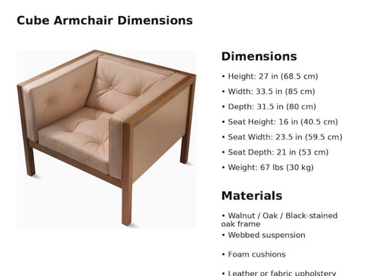 Image 1 of Sillón moderno Cubbes de cuero beige – Sillón escandinavo de madera maciza