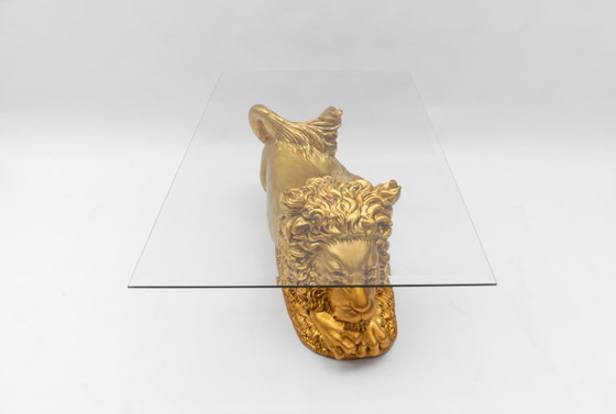 Image 1 of Vintage Italian Ceramic Handcrafted Lion Coffee Table, 1960s
