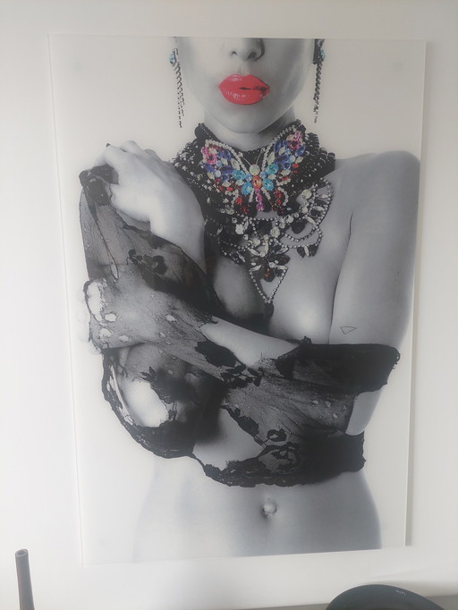 Moderne Fotokunst " Frau " hinter Plexiglas