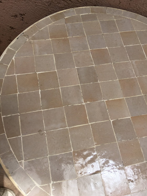 Image 1 of NOMAD RATTAN TABLE WITH ZELLIGE TOP