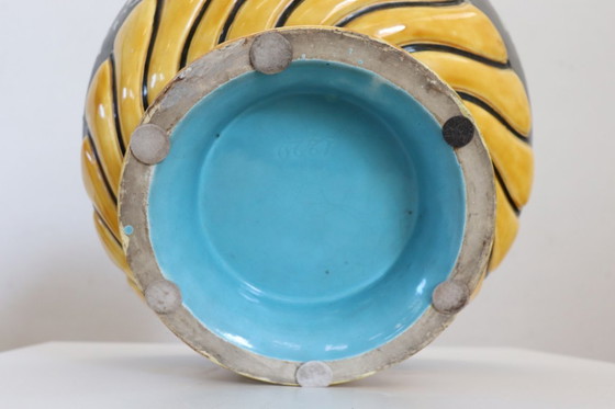 Image 1 of Vaas van keramiek met bloemendecor, Italië, jaren 1980