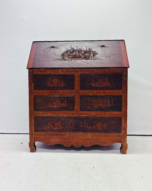 Escritorio secretario chino antiguo – opbergkast, Wood