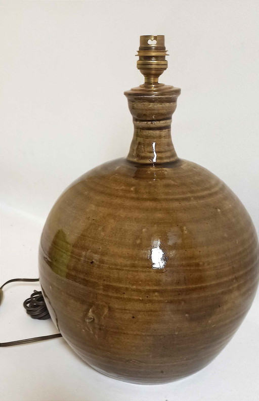 Enamelled Stoneware Lamp Signed Alain Magne 70s
