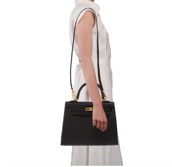 Image 1 of Sac HERMES Kelly 25 en Cuir Noir - 103580
