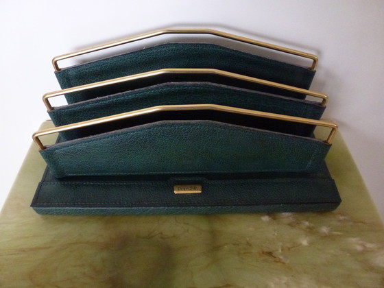 Image 1 of Set da ufficio/scrivania vintage in pelle da 4 pezzi.