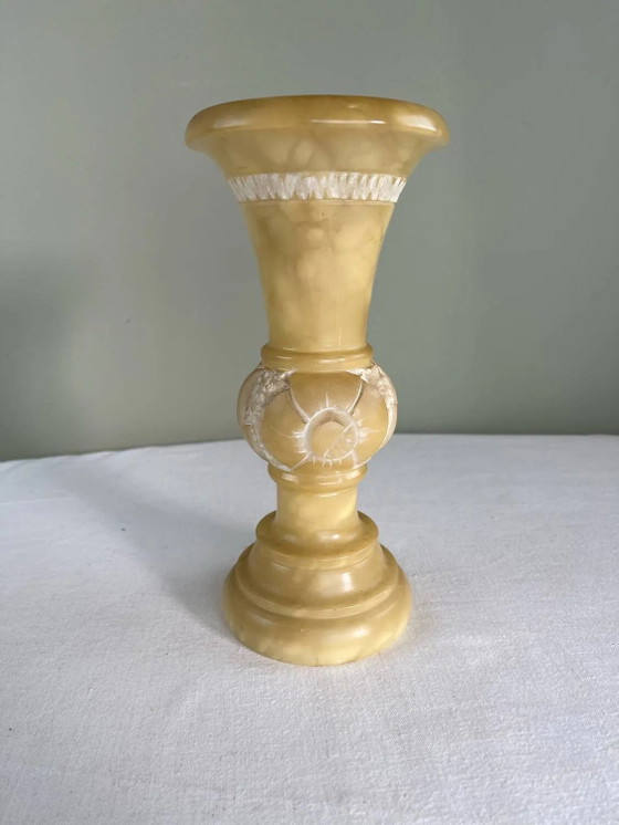 Gesculpteerde albasten vaas – Vazen, Stone, Vintage (photo 6 of 6)