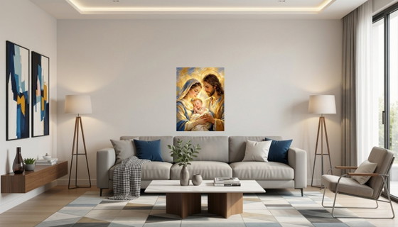 Gemälde Jesus Maria Und Josef "Das Gebet Jesu" (60x80 Cm) – Gemälde & Zeichnungen, Leinwand (photo 2 of 5)