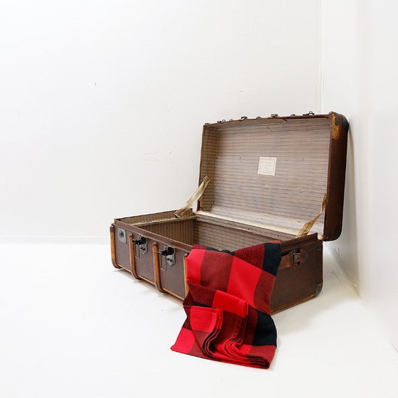 Image 1 of Baule-valigia vintage in tela e legno, anni '20