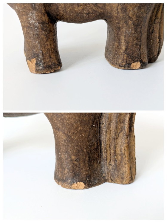 Image 1 of Pair of Midcentury Stoneware Horse Figurines, Mare and Foal | Scandinavian Style