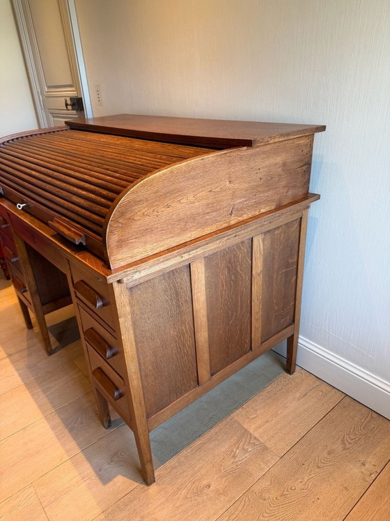 Image 1 of American roller shutter desk, oak, 20th century