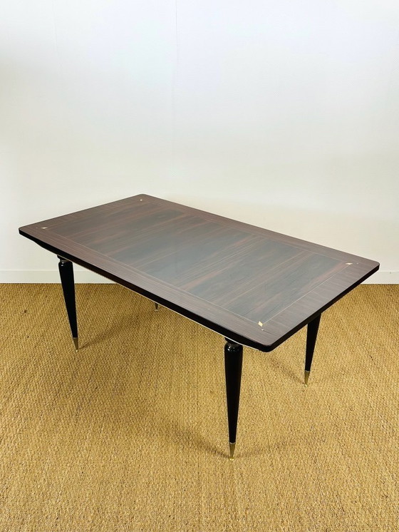Image 1 of Art Deco eettafel van Macassar ebbenhout, 1940