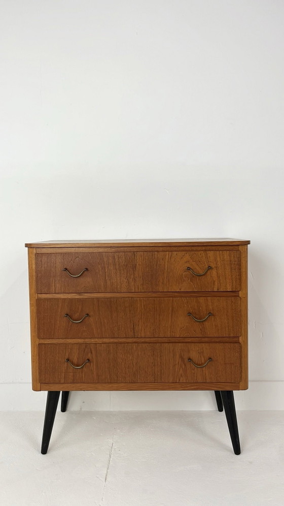 Cassettiera svedese vintage in impiallacciatura di teak – Comodini, Metallo, Mid Century Modern (photo 11 of 11)