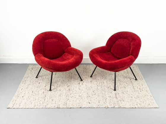Fauteuils rouges de salon par Fritz Neth pour Correcta, années 1950, lot de 2 – Textile (photo 2 of 20)