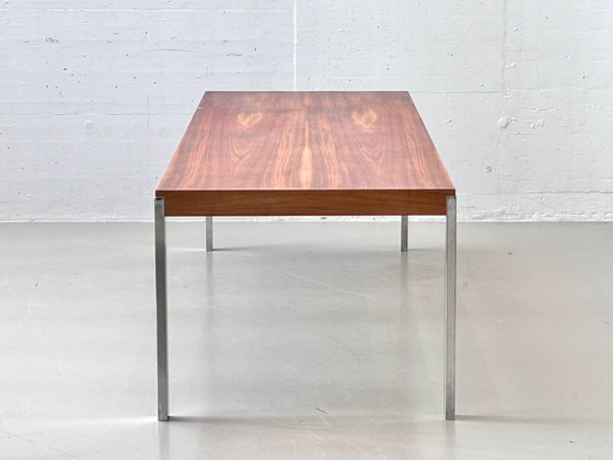 Image 1 of Spacious dining table with rosewood veneer and chrome-plated steel frame, 1970s