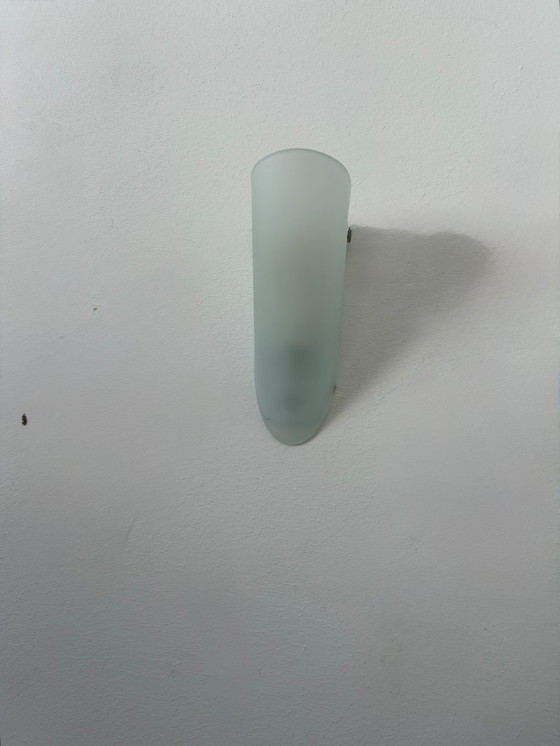Image 1 of Pair of vintage sconces, sandblasted glass, France 1970