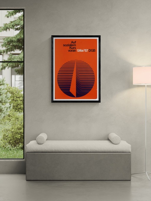 Auf sozialem Kurs voran 1. Mei 1967 – Originele vintage politieke poster van acon – Mid-Century Modern – 84,1x59,4 cm A1