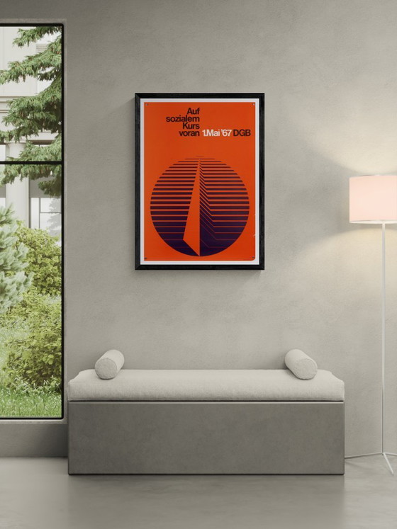Image 1 of Auf sozialem Kurs voran 1. Mei 1967 – Originele vintage politieke poster van acon – Mid-Century Modern – 84,1x59,4 cm A1