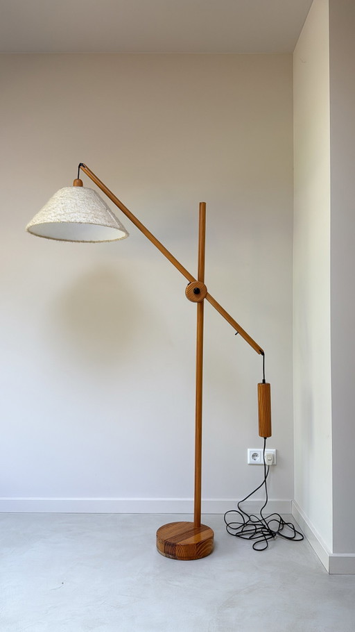 Lampadaire vintage Domus en bois de teck