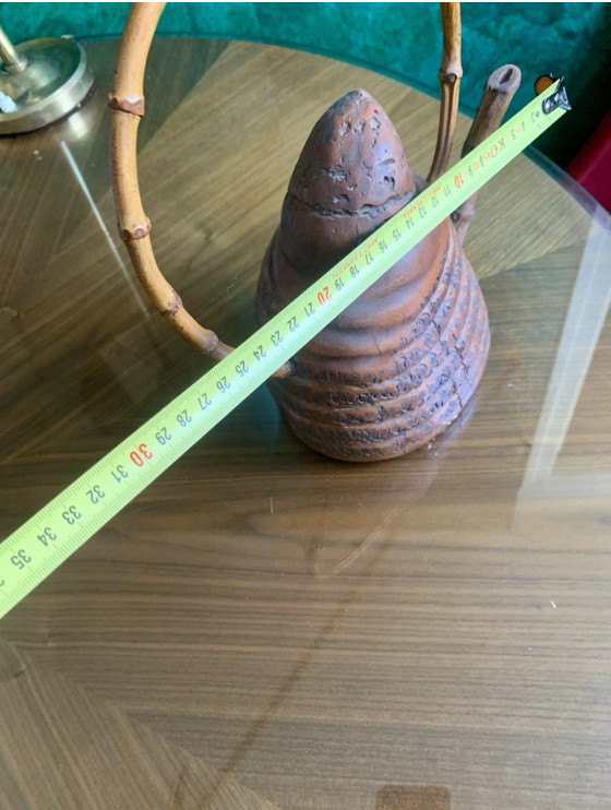 Zeldzame theepot van gesneden bamboewortel - Meiji-periode - eind 19e/begin 20e eeuw – Beeldhouwkunst (photo 11 of 13)
