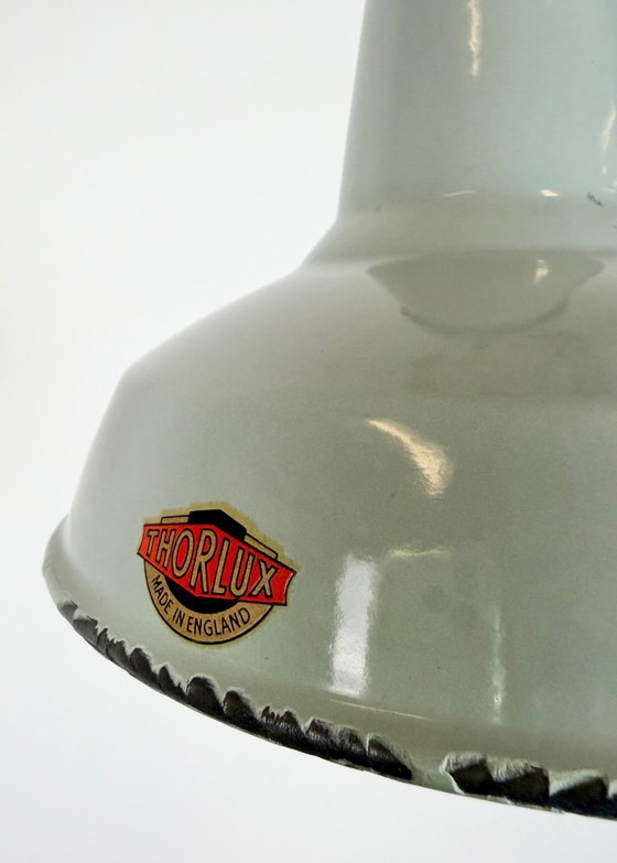 Image 1 of Industriële grijze geëmailleerde hanglamp van Thorlux uit de jaren 60.