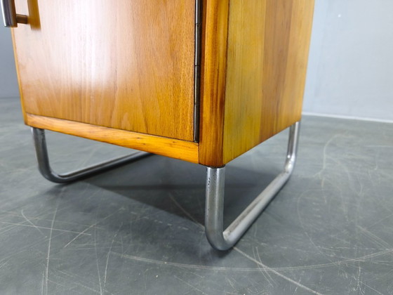 Image 1 of Bauhaus Chrome Tubular Nightstand with Glass Top, 1930s