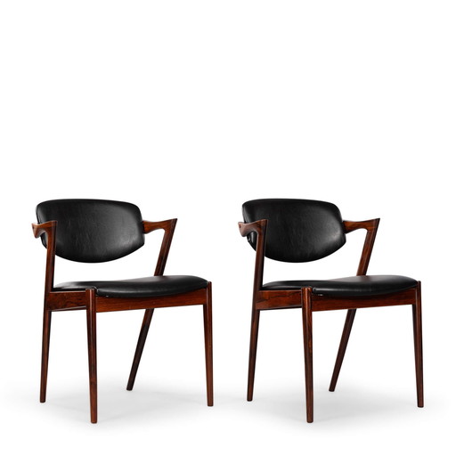 Danish Design Rosewood Reupholstered Z-chairs by Kai Kristiansen, Set of 2