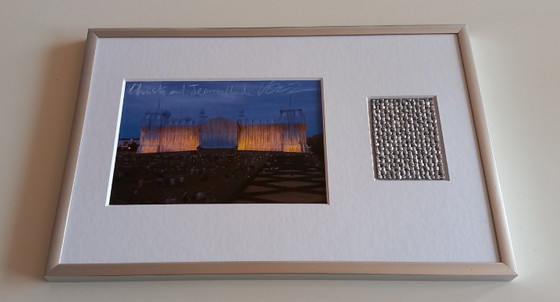 Christo – Wrapped Reichstag – signed (3x) artcard with fabric XXL – Lithographs & prints (photo 4 of 5)