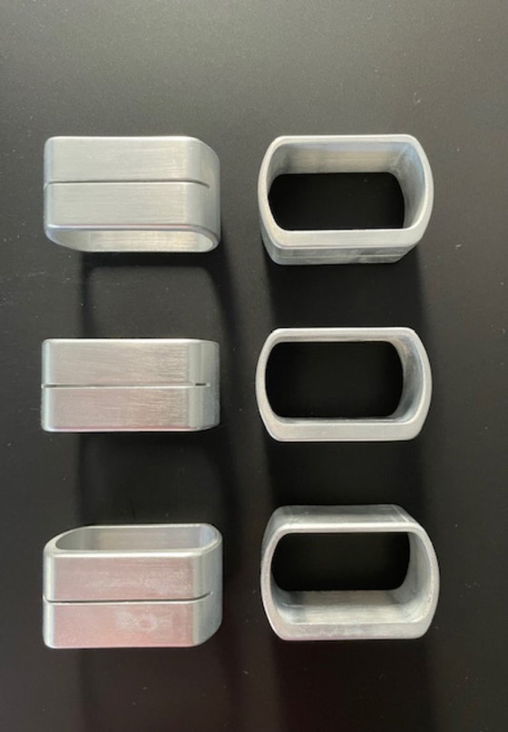 Image 1 of Set of 6 minimalist napkin rings / name card holders – aluminium design