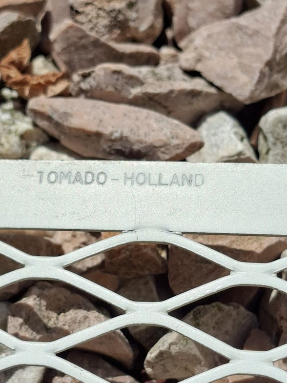 Rare perforated magazine rack literature rack Tomado Holland – Shelving unit, Metal (photo 6 of 8)