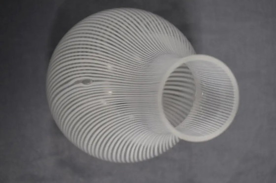 1970s Belvetro Murano - Piriform Glass Vase With Reticello Laitimo Decoration – Murano Glass, Italian Design (photo 3 of 10)