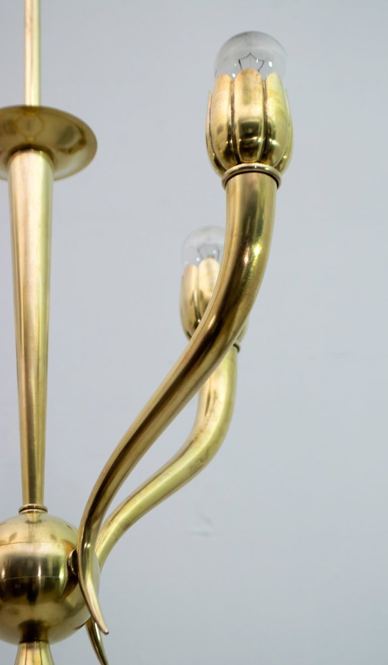 Image 1 of Lampadario italiano in ottone Art Déco, anni '40