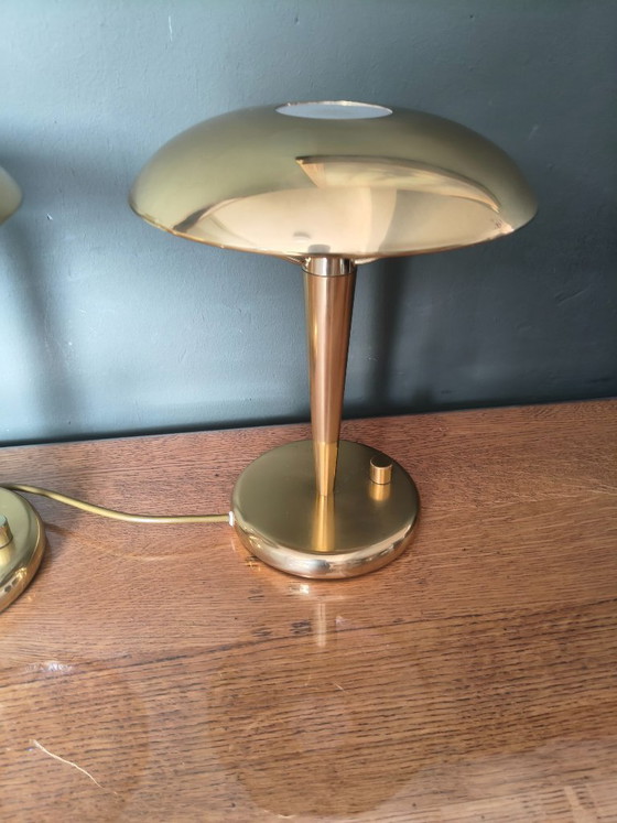 Image 1 of Pair of Postmodern Table Lamps | Holtkötter Germany  Vintage Mid-Century Modern | Designer Bedside Lamps
