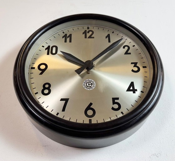 Image 1 of Industrial Brown Bakelite Factory Wall Clock from Chronotechna, 1960s