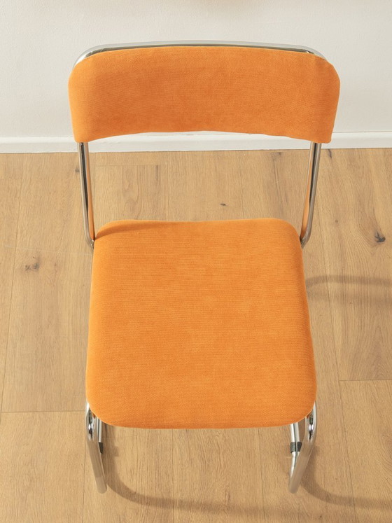 Image 1 of Orangefarbene Chromstühle aus den 1970er Jahren, 4er-Set
