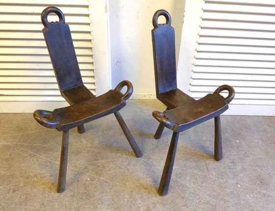 Image 1 of Wunderschönes Set aus 2 brutalistischen Stuhlhockern