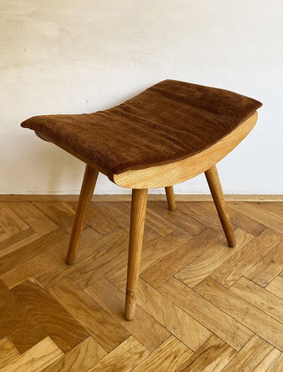 Image 1 of 1970's Mid-Century Modern Stool with New Upholstery