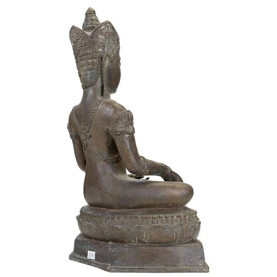 Buda coronado de bronce antiguo, Tailandia o Laos, siglo XIX – Esculturas, Bronze (photo 4 of 11)