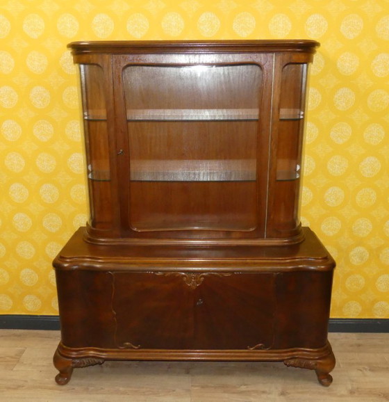 Image 1 of vetrina in vetro curvo semicircolare, mobile da soggiorno, vetrina Thummernicht, credenza alta in vetro, mobiletto per stoviglie