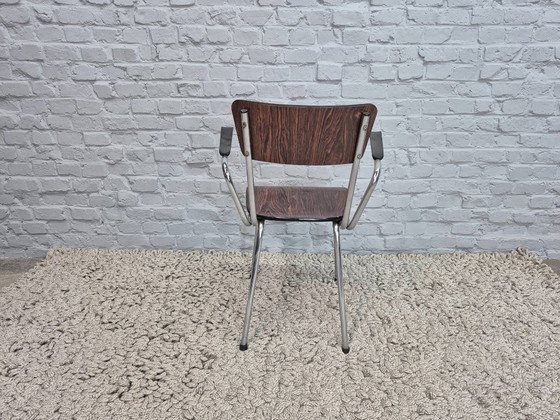 Poltrona singola design vintage Brabantia, Formica effetto palissandro, braccioli in bachelite, Paesi Bassi, (photo 4 of 5)